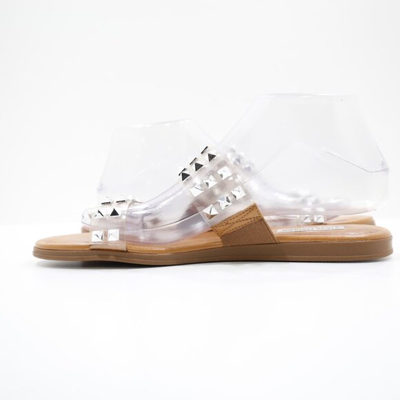 Steve Madden Unini Clear & Silver Studded Flat Slide Sandals - 8.5 - Picture 5 of 7